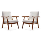 Lot de 2 fauteuils d'appoint modernes du milieu du siècle, en similicuir avec cadre en bois de hêtre