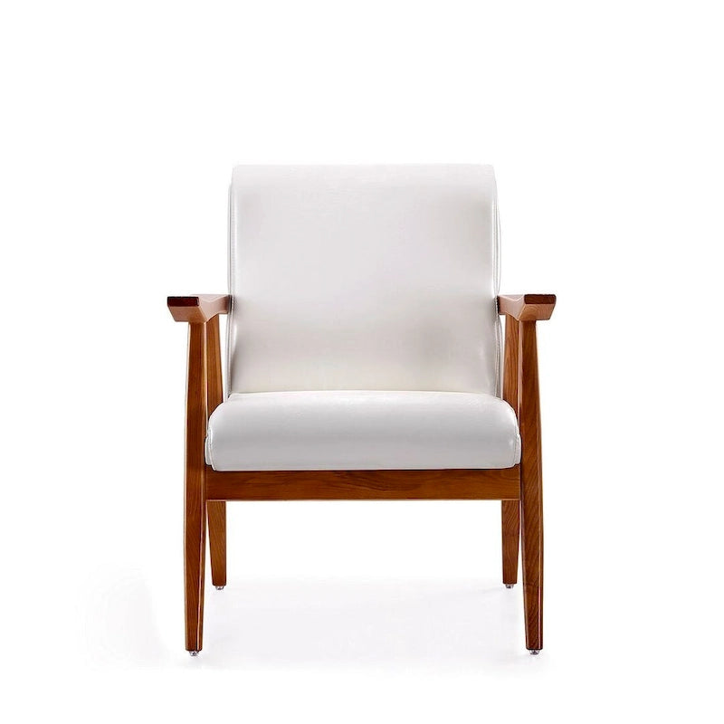 Lot de 2 fauteuils d'appoint modernes du milieu du siècle, en similicuir avec cadre en bois de hêtre