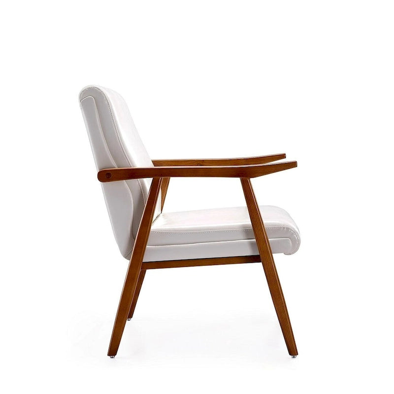 Lot de 2 fauteuils d'appoint modernes du milieu du siècle, en similicuir avec cadre en bois de hêtre