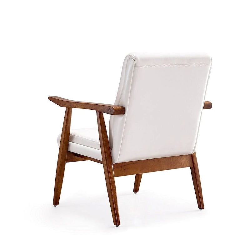 Lot de 2 fauteuils d'appoint modernes du milieu du siècle, en similicuir avec cadre en bois de hêtre