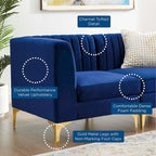 Canapé d'angle 6 places avec capitonnage et velours haute performance
