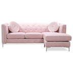 Pompano 83 in. Tufted Velvet Sectional with 2-Throw Pillow - 83 L x 58 W x 31 H