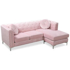 Canapé sectionnel moderne en velours capitonné avec méridienne, 83"L x 58"l x 31"H