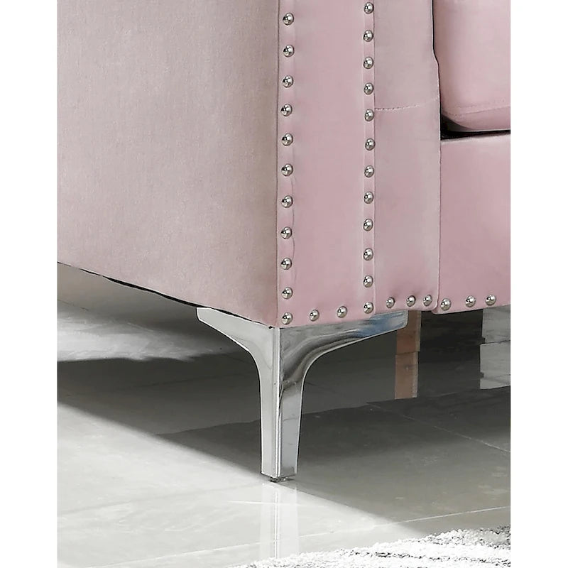 Canapé sectionnel moderne en velours capitonné avec méridienne, 83"L x 58"l x 31"H