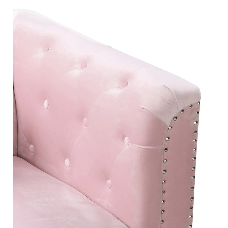 Canapé sectionnel moderne en velours capitonné avec méridienne, 83"L x 58"l x 31"H