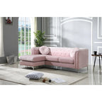 Canapé sectionnel moderne en velours capitonné avec méridienne, 83"L x 58"l x 31"H