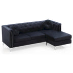Canapé sectionnel moderne en velours capitonné avec méridienne, 83"L x 58"l x 31"H