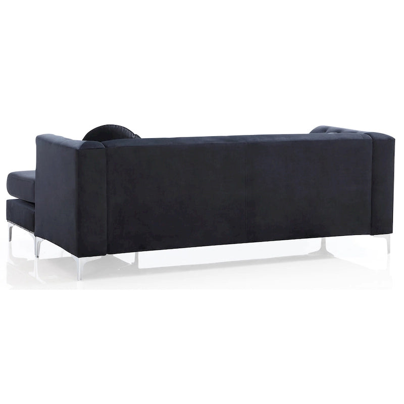 Canapé sectionnel moderne en velours capitonné avec méridienne, 83"L x 58"l x 31"H