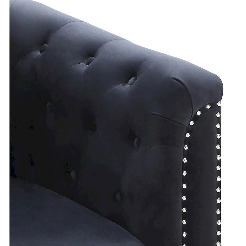 Canapé sectionnel moderne en velours capitonné avec méridienne, 83"L x 58"l x 31"H