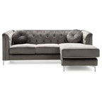 Canapé sectionnel moderne en velours capitonné avec méridienne, 83"L x 58"l x 31"H