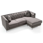 Canapé sectionnel moderne en velours capitonné avec méridienne, 83"L x 58"l x 31"H