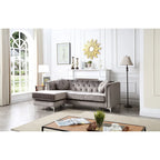 Canapé sectionnel moderne en velours capitonné avec méridienne, 83"L x 58"l x 31"H