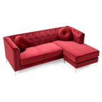 Canapé sectionnel moderne en velours capitonné avec méridienne, 83"L x 58"l x 31"H