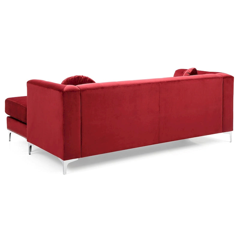 Canapé sectionnel moderne en velours capitonné avec méridienne, 83"L x 58"l x 31"H