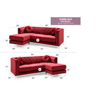Canapé sectionnel moderne en velours capitonné avec méridienne, 83"L x 58"l x 31"H