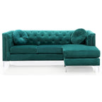 Canapé sectionnel moderne en velours capitonné avec méridienne, 83"L x 58"l x 31"H