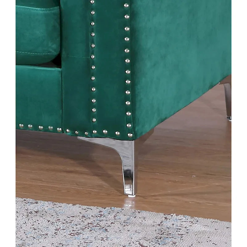 Canapé sectionnel moderne en velours capitonné avec méridienne, 83"L x 58"l x 31"H