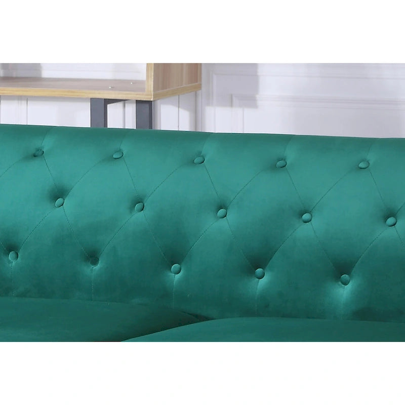 Canapé sectionnel moderne en velours capitonné avec méridienne, 83"L x 58"l x 31"H