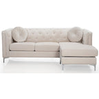 Canapé sectionnel moderne en velours capitonné avec méridienne, 83"L x 58"l x 31"H