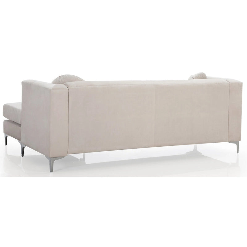 Canapé sectionnel moderne en velours capitonné avec méridienne, 83"L x 58"l x 31"H