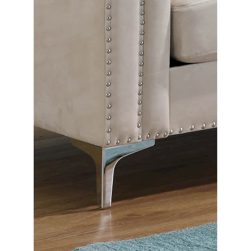 Canapé sectionnel moderne en velours capitonné avec méridienne, 83"L x 58"l x 31"H