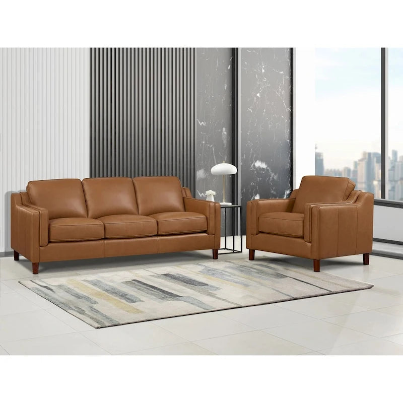 Canapé et fauteuil en cuir pleine fleur