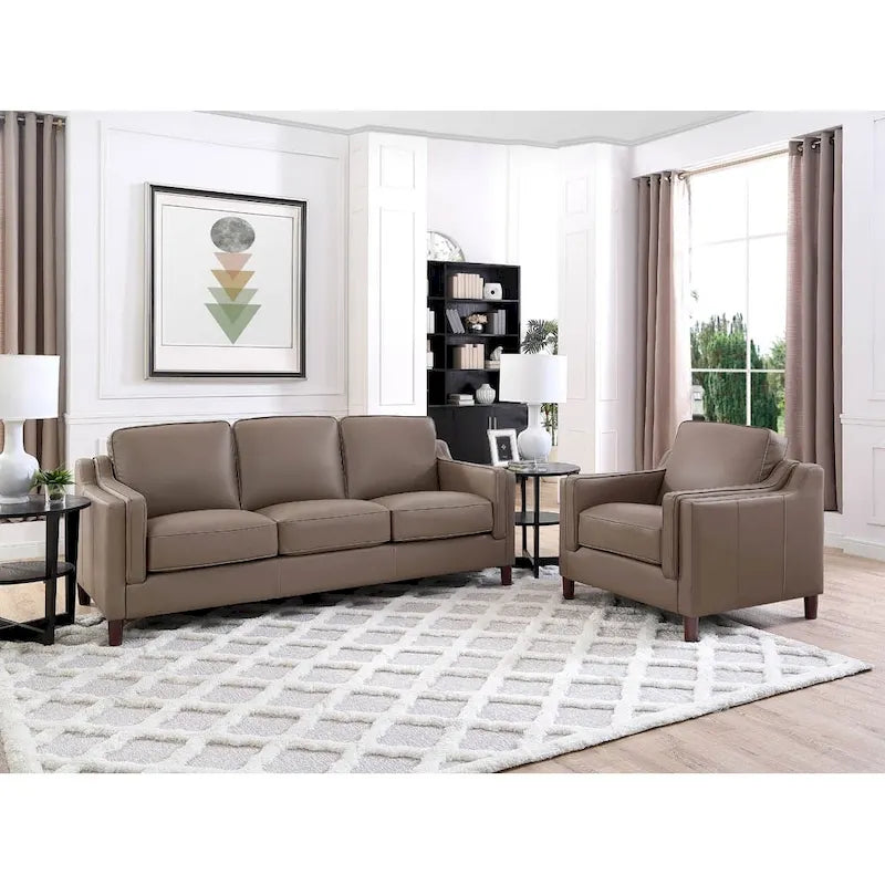 Canapé et fauteuil en cuir pleine fleur