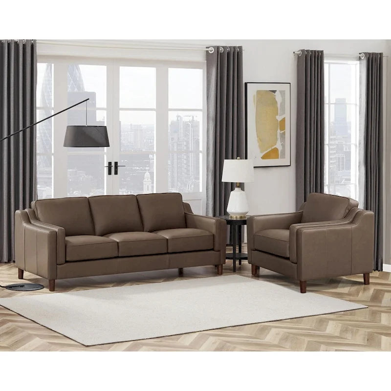 Canapé et fauteuil en cuir pleine fleur
