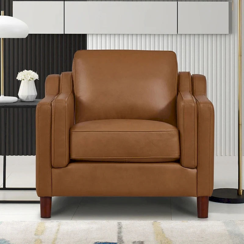 Canapé et fauteuil en cuir pleine fleur