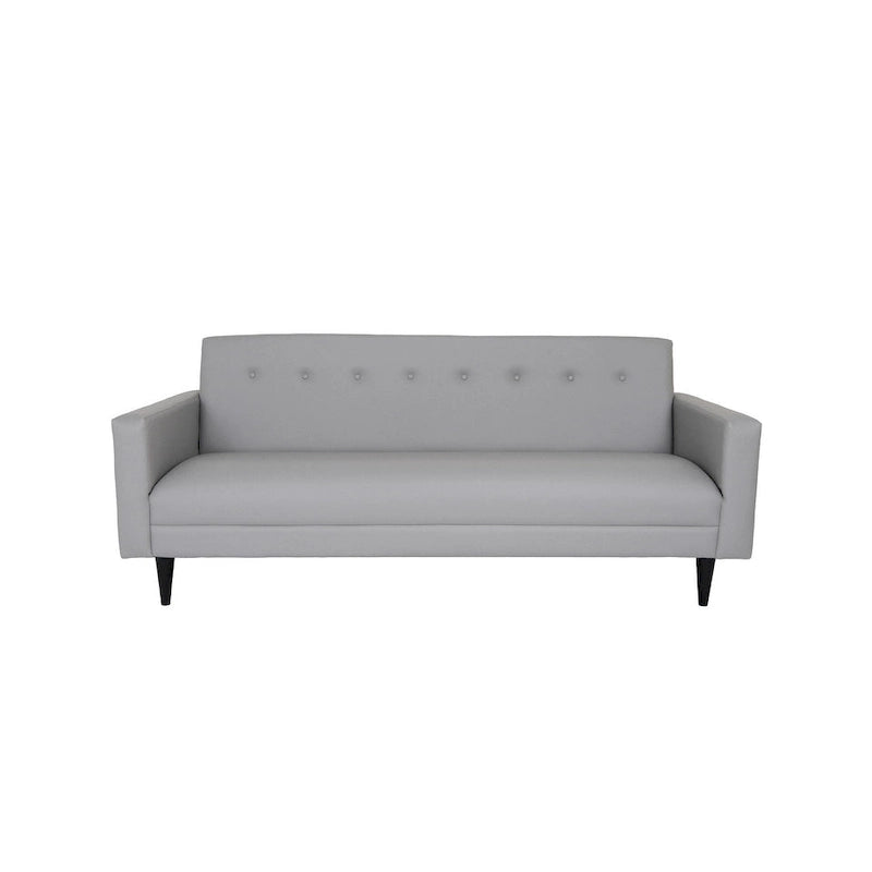 Canapé 3 places Mid-Century Modern - Similicuir, Structure en bois massif, Gris