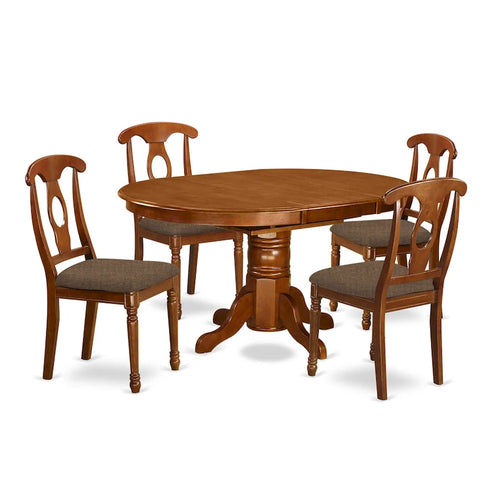 Ensemble de salle à manger 5 pièces avec chaises Napoléon - Marron selle