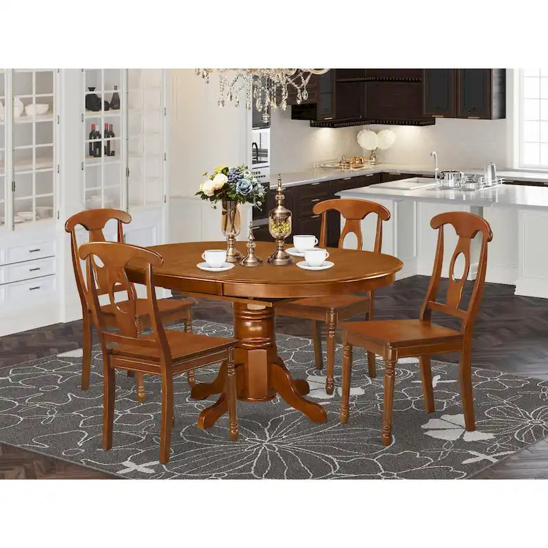Ensemble de salle à manger 5 pièces avec chaises Napoléon - Marron selle