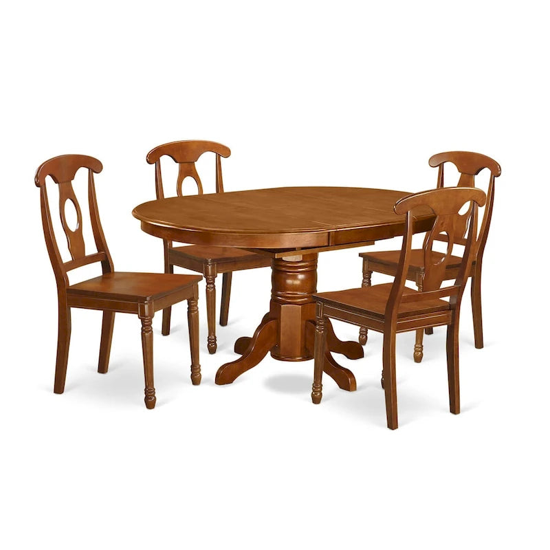 Ensemble de salle à manger 5 pièces avec chaises Napoléon - Marron selle