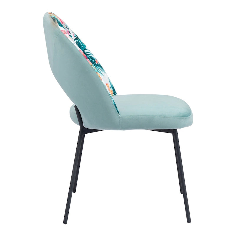 Lot de 2 chaises de salle à manger en velours - Multicolore et vert