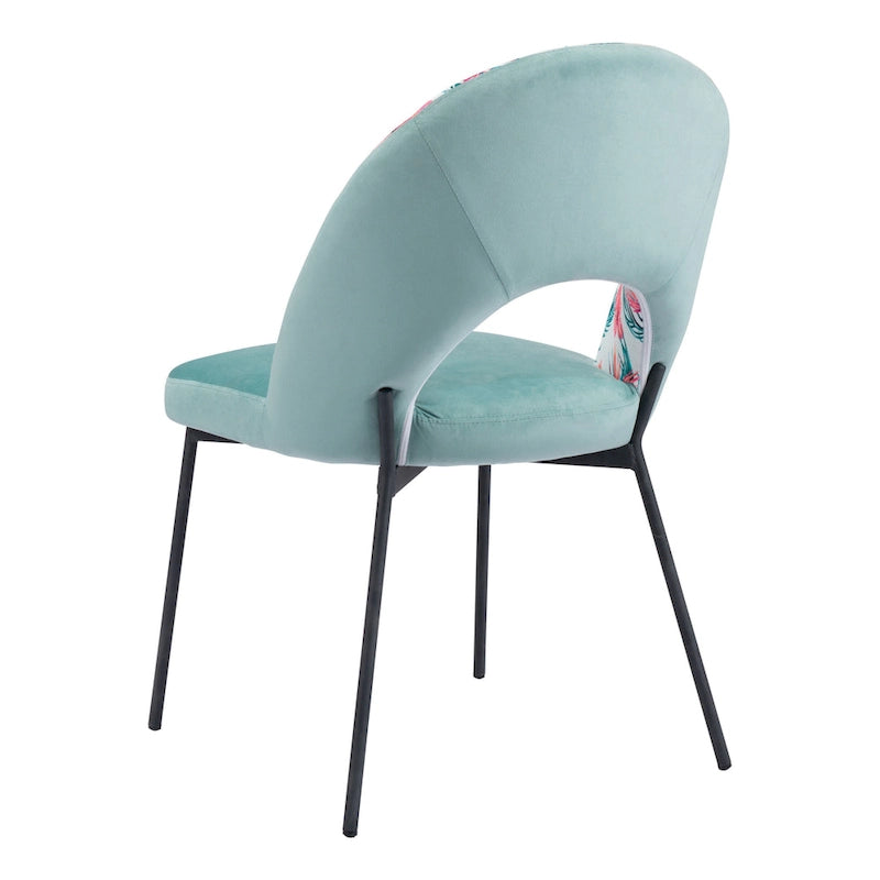 Lot de 2 chaises de salle à manger en velours - Multicolore et vert