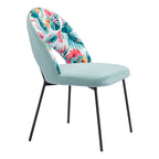 Lot de 2 chaises de salle à manger en velours - Multicolore et vert