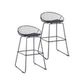 Tabourets de bar modernes en métal, lot de 2 – Design en maille métallique avec repose-pieds