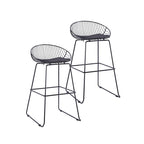 Tabourets de bar modernes en métal, lot de 2 – Design en maille métallique avec repose-pieds