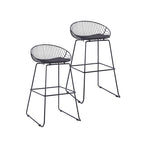 Tabourets de bar modernes en métal, lot de 2 – Design en maille métallique avec repose-pieds