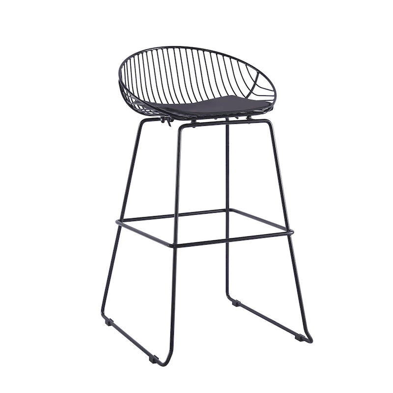 Tabourets de bar modernes en métal, lot de 2 – Design en maille métallique avec repose-pieds