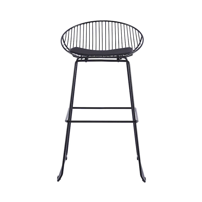 Tabourets de bar modernes en métal, lot de 2 – Design en maille métallique avec repose-pieds