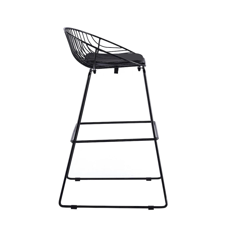 Tabourets de bar modernes en métal, lot de 2 – Design en maille métallique avec repose-pieds