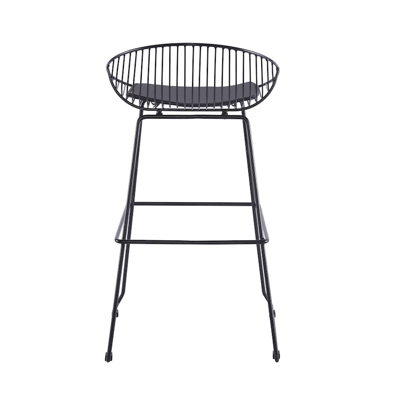 Tabourets de bar modernes en métal, lot de 2 – Design en maille métallique avec repose-pieds