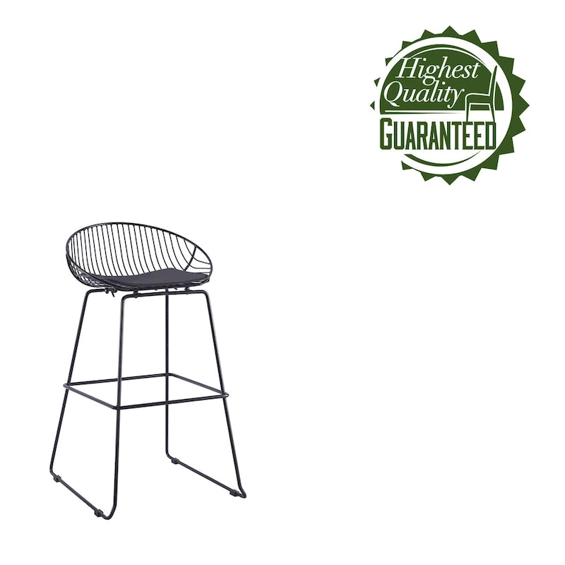 Tabourets de bar modernes en métal, lot de 2 – Design en maille métallique avec repose-pieds