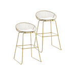 Tabourets de bar modernes en métal, lot de 2 – Design en maille métallique avec repose-pieds