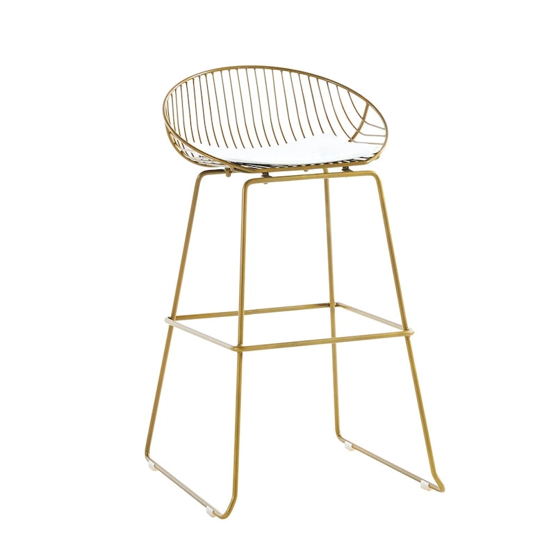 Tabourets de bar modernes en métal, lot de 2 – Design en maille métallique avec repose-pieds