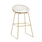 Tabourets de bar modernes en métal, lot de 2 – Design en maille métallique avec repose-pieds