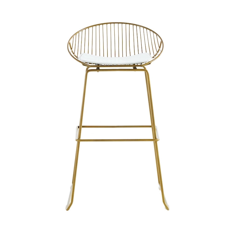 Tabourets de bar modernes en métal, lot de 2 – Design en maille métallique avec repose-pieds
