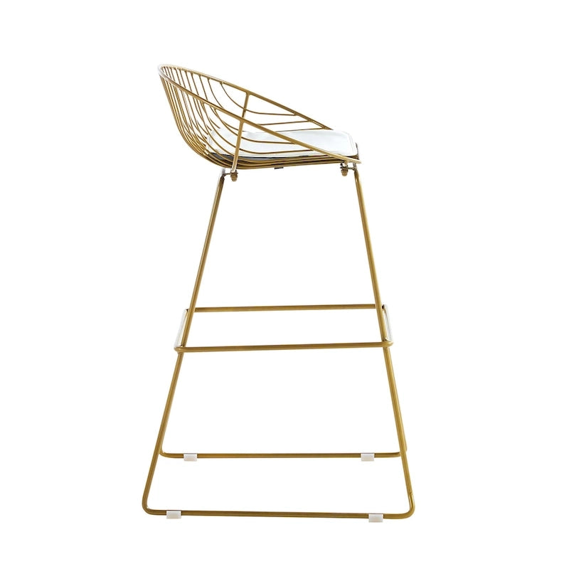 Tabourets de bar modernes en métal, lot de 2 – Design en maille métallique avec repose-pieds