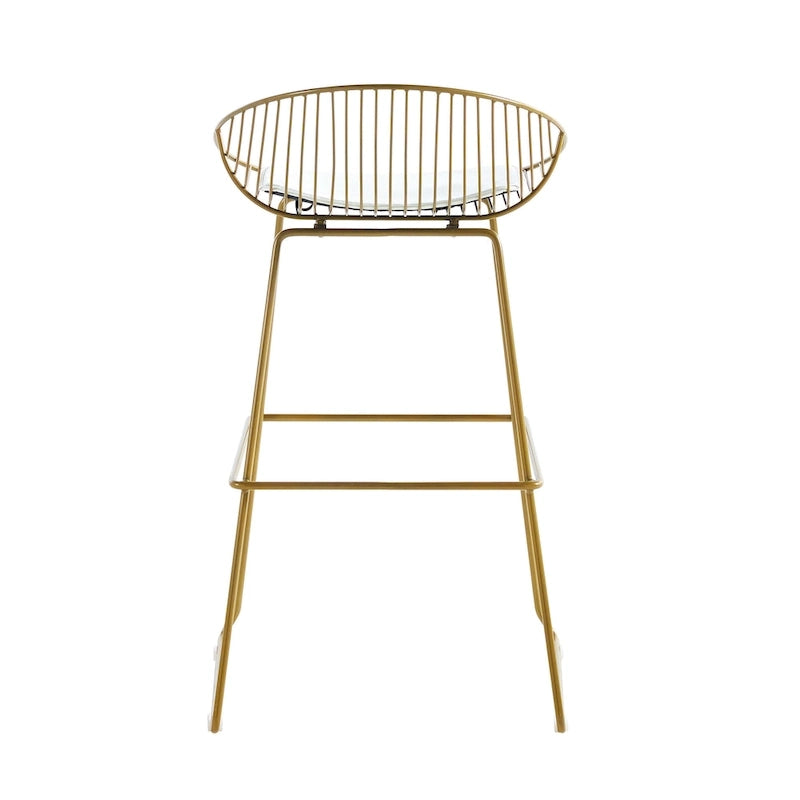 Tabourets de bar modernes en métal, lot de 2 – Design en maille métallique avec repose-pieds